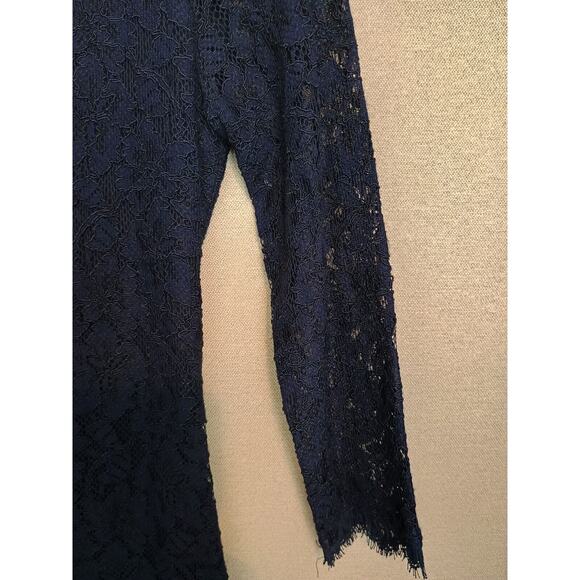 Diane Von Furstenberg Dress Womens Size 2 Navy Blue Zarita Lace Floral Sheath - Picture 11 of 15